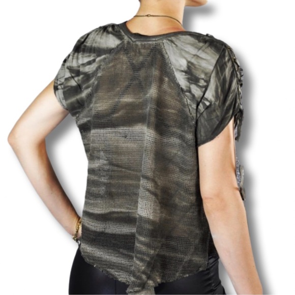 NWOT Oversized Lip Service Chaos Mesh Apocalyptic Olive Top - Picture 2 of 10